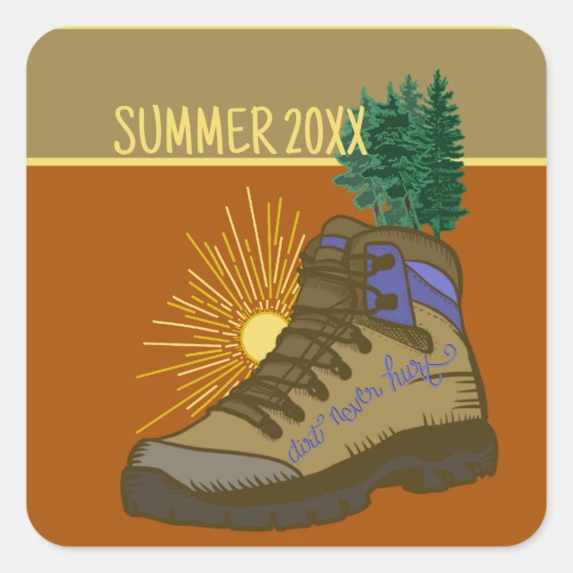Hiker Personalised Camping Picnic Square Sticker (Front)