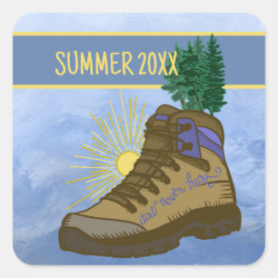 Hiker Personalised Camping  Square Sticker