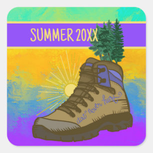 Hiker Personalised Camping  Square Sticker