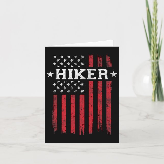Hiker Proud American Flag Usa Patriot Patriotic Hi Card (Front)