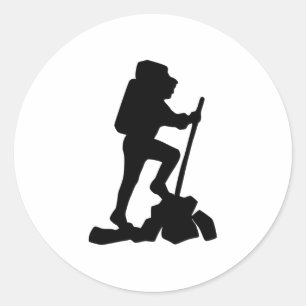 Hiker Silhouette Classic Round Sticker