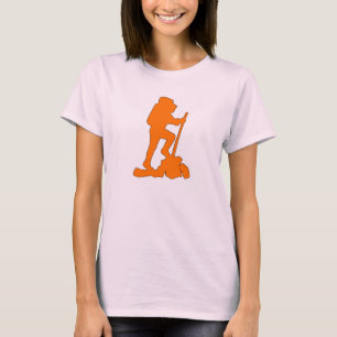 Hiker Silhouette Emblem Graphic Design Backpacker T-Shirt