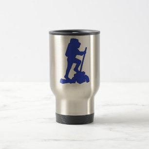 Hiker Silhouette Emblem Graphic Design Backpacker Travel Mug