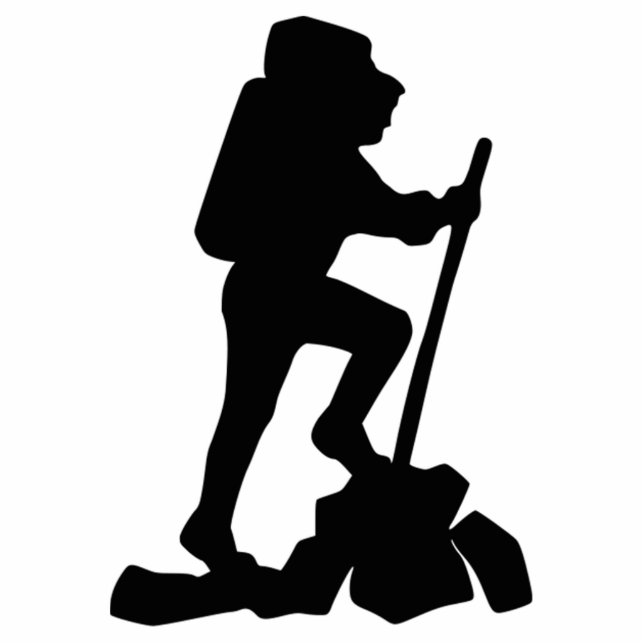 Hiker Silhouette Standing Photo Sculpture (Front)