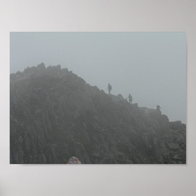 Hikers on the Knife Edge Trail, Kathadin, Maine Poster (Front)