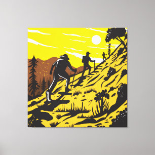 Hikers Taking the Mist Trail in Yosemite WPA Canvas Print