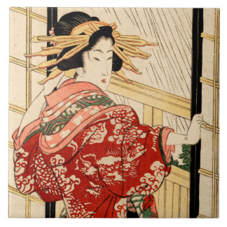 Hikeyotsu no yoru no ame (Vintage Japanese print) Tile