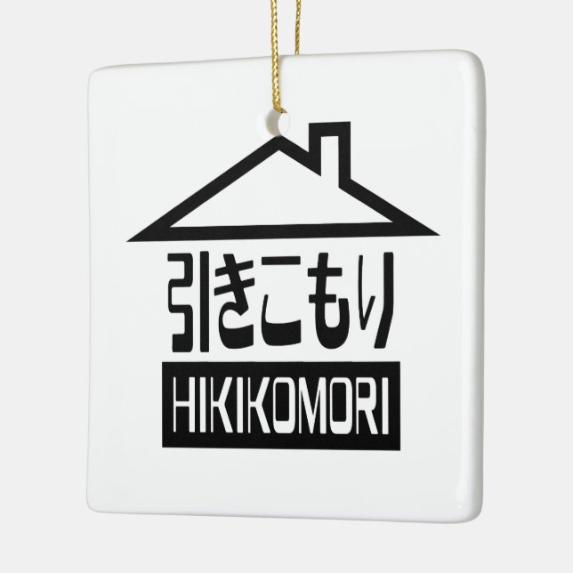 Hikikomori 引きこもり Japanese Recluse Ceramic Tree Decoration (Left)