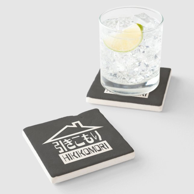Hikikomori 引きこもり Japanese Recluse Stone Coaster (Side)