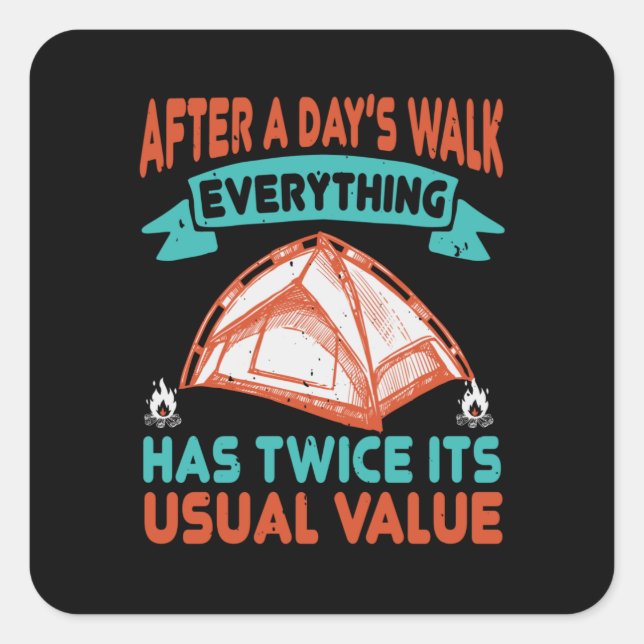 Hiking - After A Day's Walk Square Sticker (Front)