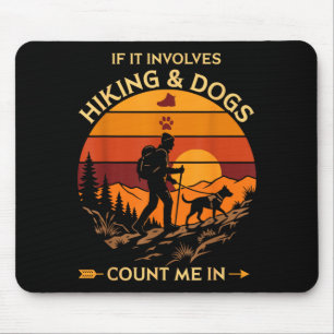 Hiking and dogs count in retro sunset trail lover mouse mat
