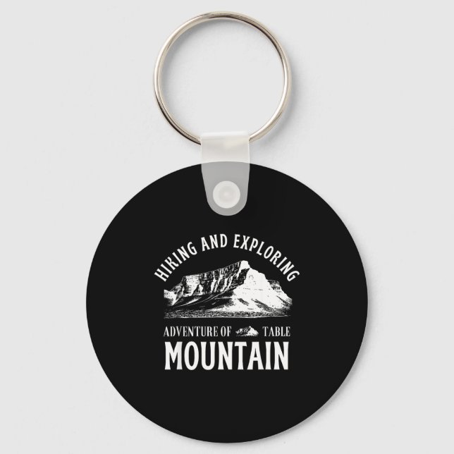 Hiking and exploring table mountain in adventure key ring (Front)