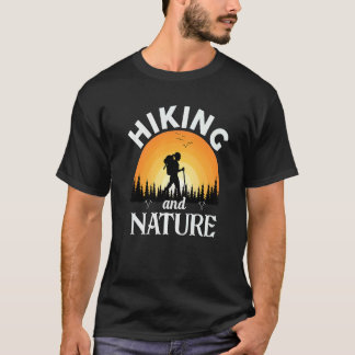 Hiking And Nature Female Hiker Retro Sunset T-Shirt