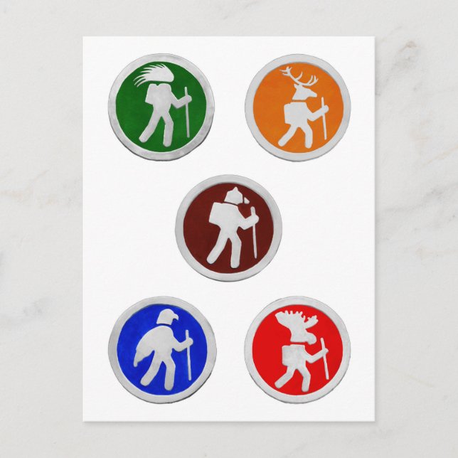 Hiking Animal Trail Markers Postcard (Front)
