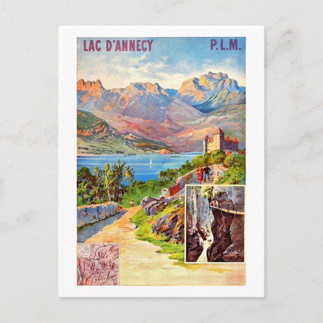 Hiking around annecy lake, vintage travel postcard (Front)
