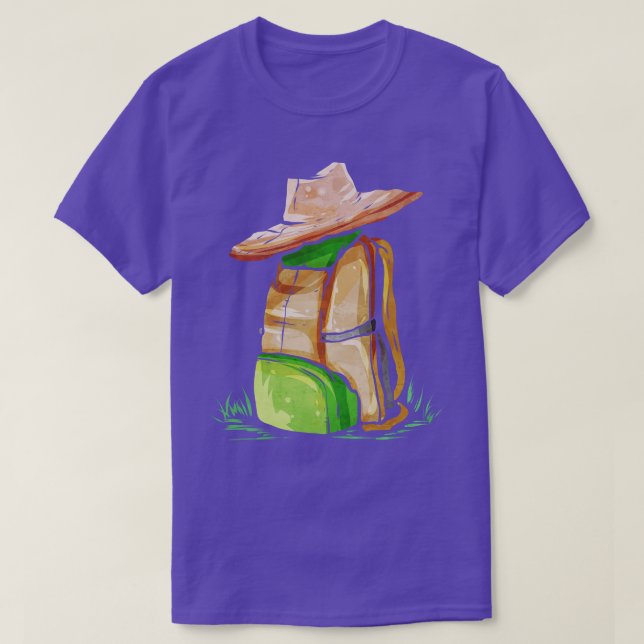 Hiking Backpack With Hat For Camping  T-Shirt (Design Front)