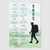Hiking Backpacking 2025 Calendar Magnetic Card