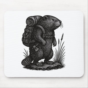 Hiking Beaver Backpacking Animals Funny Cottagecor Mouse Mat