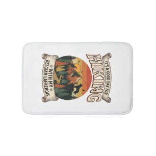 Hiking Belgian Laekenois Dog Mountain Sunset Fores Bath Mat