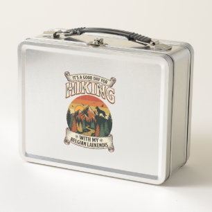 Hiking Belgian Laekenois Dog Mountain Sunset Fores Metal Lunch Box