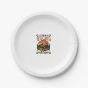 Hiking Belgian Laekenois Dog Mountain Sunset Fores Paper Plate