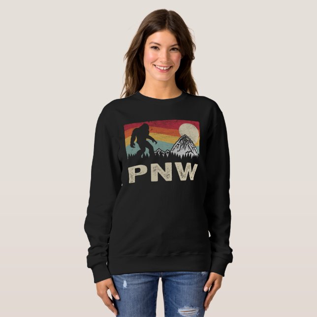 Hiking Bigfoot PNW Camping Sasquatch Sweatshirt (Front Full)
