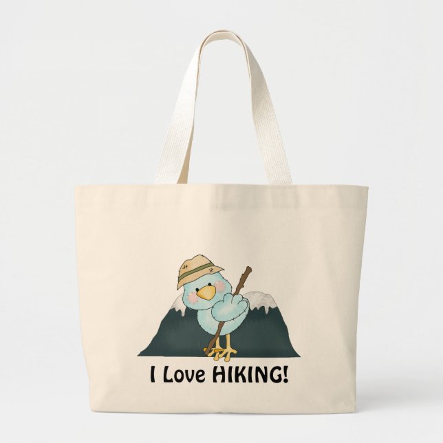 Hiking Bird cartoon tote bag (Front)