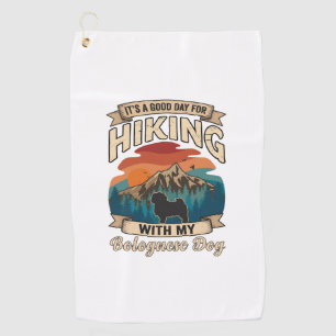 Hiking Bolognese Dog Mountains Sunset Golf Towel