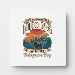 Hiking Bolognese Dog Mountains Sunset Plaque