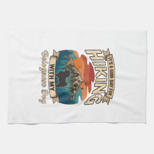 Hiking Bolognese Dog Mountains Sunset Tea Towel