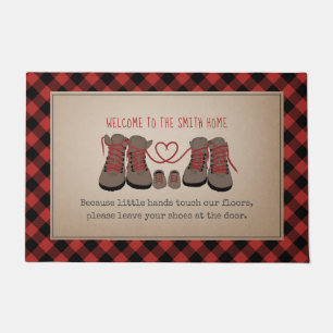 Hiking Boots Baby Shoes Remove Shoes Plaid Doormat