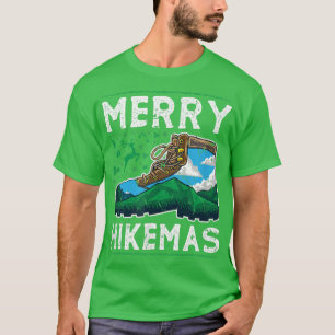Hiking Boots Mountains Camping Merry Christmas T-Shirt