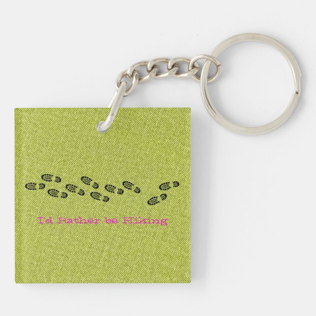 Hiking Boots Outdoors Adventure Green Denim Key Ring (Back)