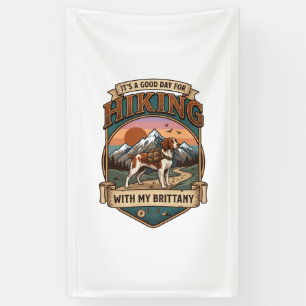 Hiking Brittany Dog Backpack Mountains Banner