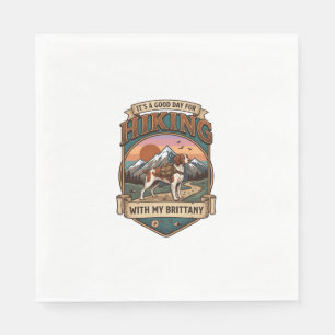 Hiking Brittany Dog Backpack Mountains Napkin
