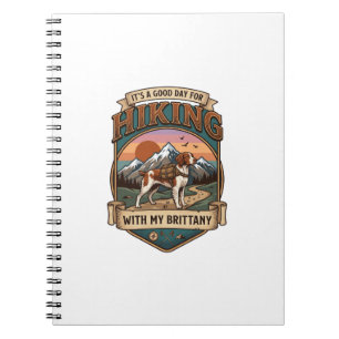 Hiking Brittany Dog Backpack Mountains Notebook