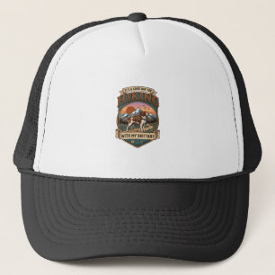 Hiking Brittany Dog Backpack Mountains Trucker Hat