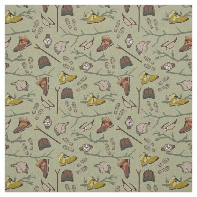Hiking Camping Backpacking Nature Patterned Fabric (Swatch)