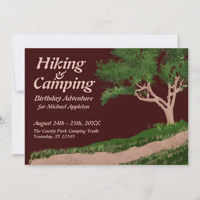 Hiking & Camping Birthday Adventure Invitations (Front)