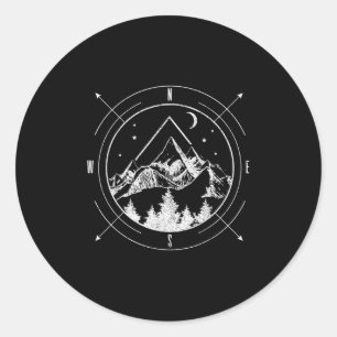 Hiking Camping Mountains Comp Hiker Camper Outdoor Classic Round Sticker