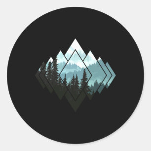 Hiking Camping Mountains Nature Trekking Hiking Gi Classic Round Sticker