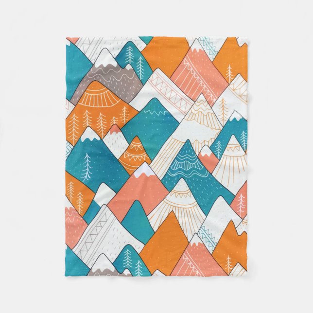 Hiking Camping World Travel Mountain Peaks Fleece Blanket (Front)