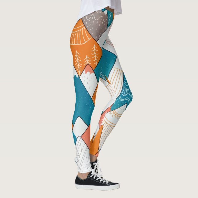 Hiking Camping World Travel Mountain Peaks Leggings (Right)