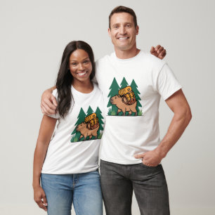 Hiking Capybara Design Cute Outdoor Adventure T-Shirt