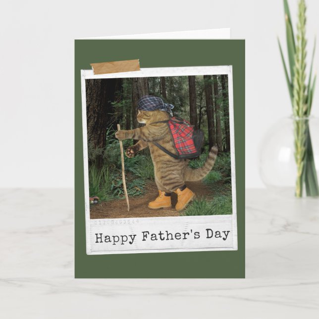 Hiking Cat Happy Father's Day Card (Front)