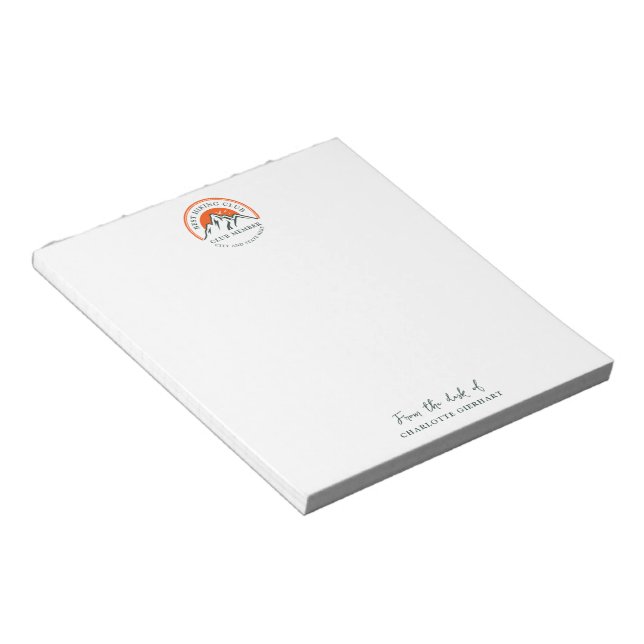 Hiking Club Logo Business Employees and Members Notepad (Angled)