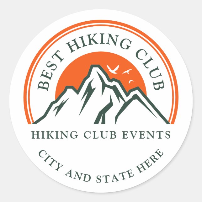 Hiking Club Logo Custom Business Annual Events Classic Round Sticker (Front)
