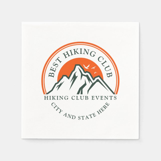 Hiking Club Logo Custom Business Employees Napkin (Front)