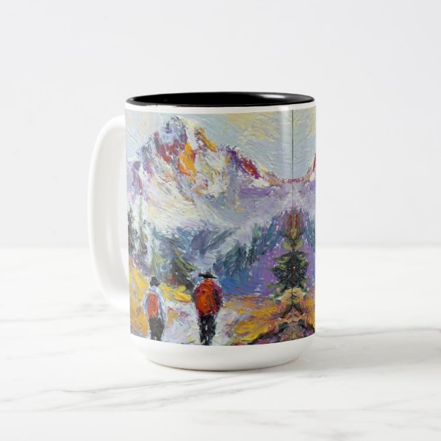 Hiking – Colorado Mountains Painting – Mugs & Cups (Front Left)