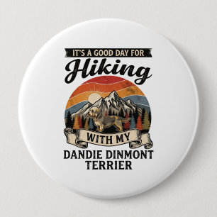 Hiking Dandie Dinmont Terrier Dog Mountain Retro S 10 Cm Round Badge